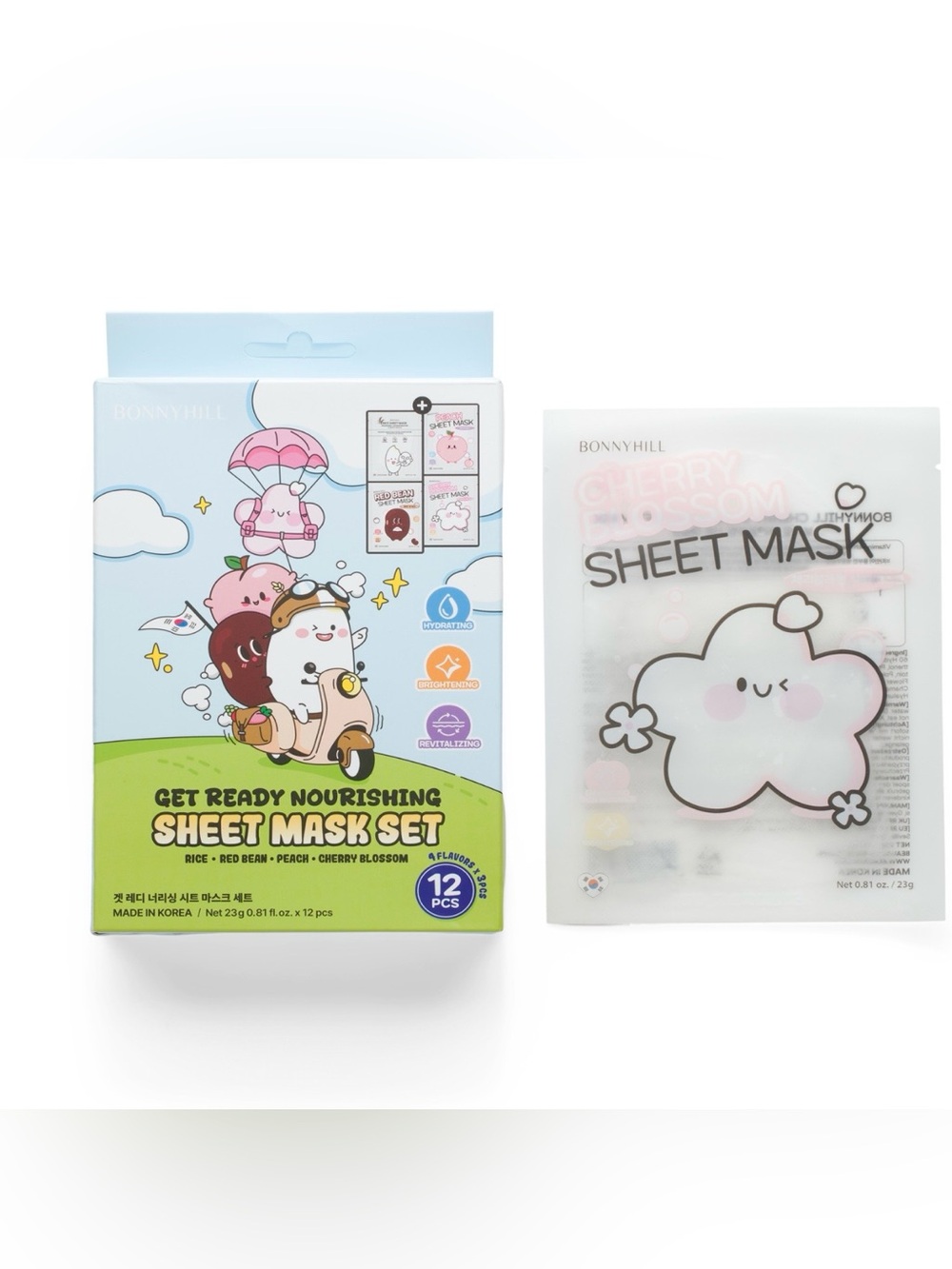 Bonnyhill Get Ready Nourishing Sheet Mask Set - Made in Korea 12pk Assorted
